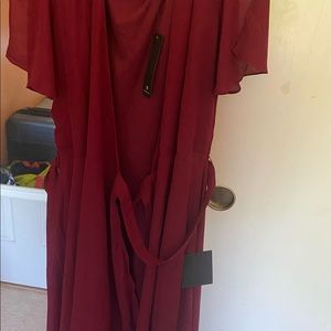 Lulu’s Rise to the Occasion burgundy wrap dress. Never been worn! Tags still on!